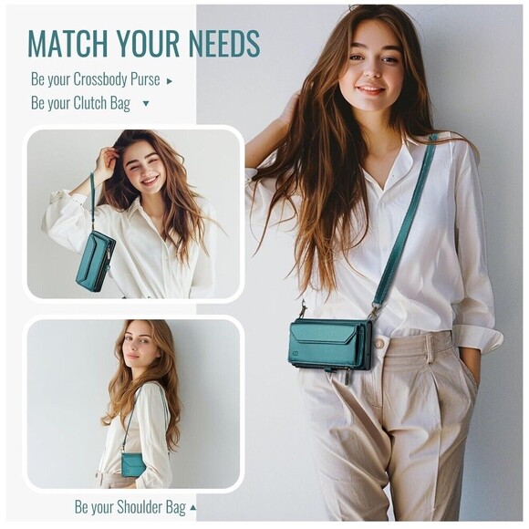 Crossbody Wallet Case Compatible with RFID Blocking 7-Card iPhone 13 Great Gift - Picture 3 of 15